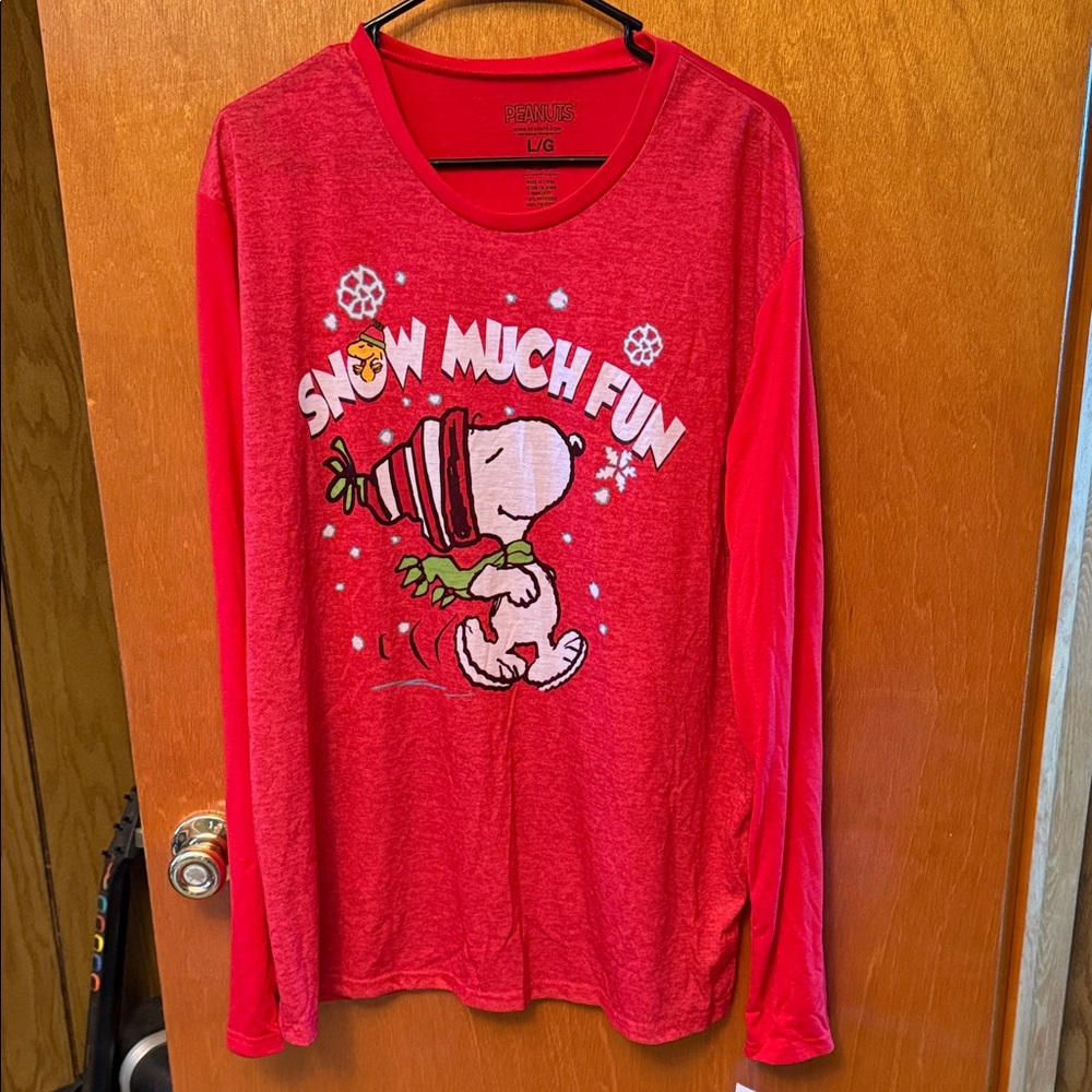 Unisex Peanuts Red Snoopy Long Sleeve Pajama set - Picture 2 of 10